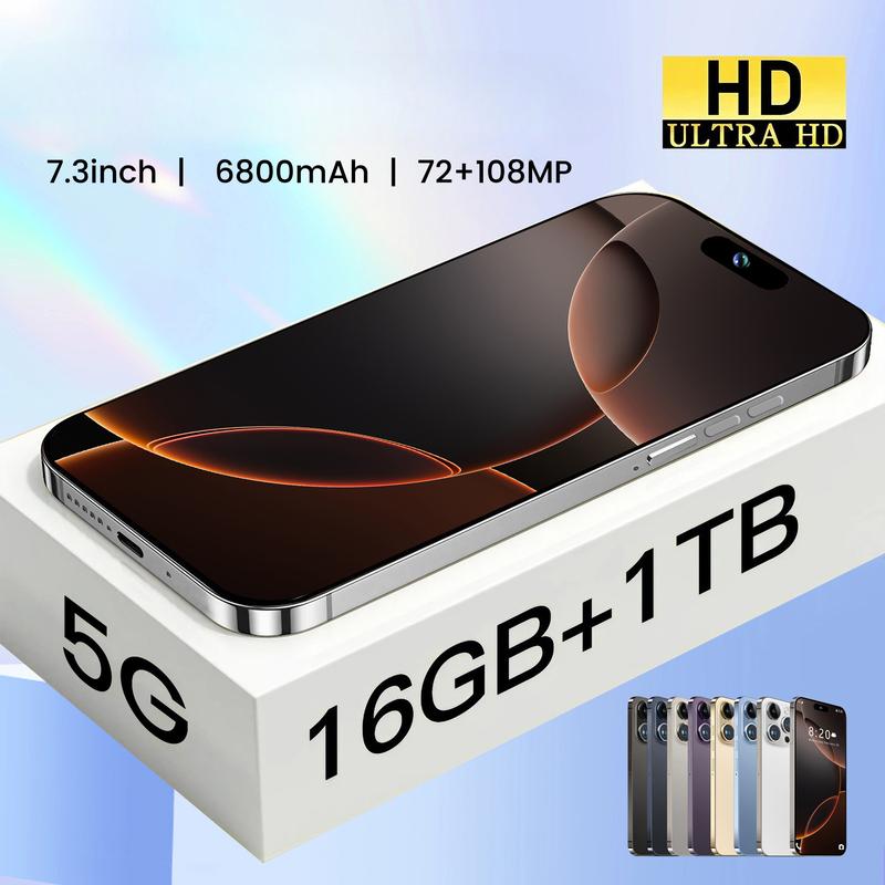 Android 16 Pro Max Smartphone 6.8 Inch Screen 16G+1T Gaming Tested Essential Photography