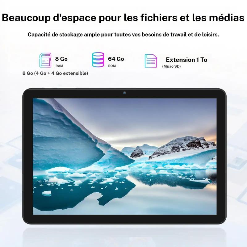 Ensemble de tablette Android 10,1 pouces, processeur 8 cœurs, tablette 4G avec mémoire de fonctionnement de