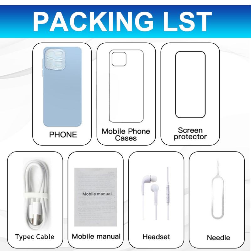 Android 16 Pro Max Smartphone 6.8 Inch Screen 16G+1T Gaming Tested Essential Photography