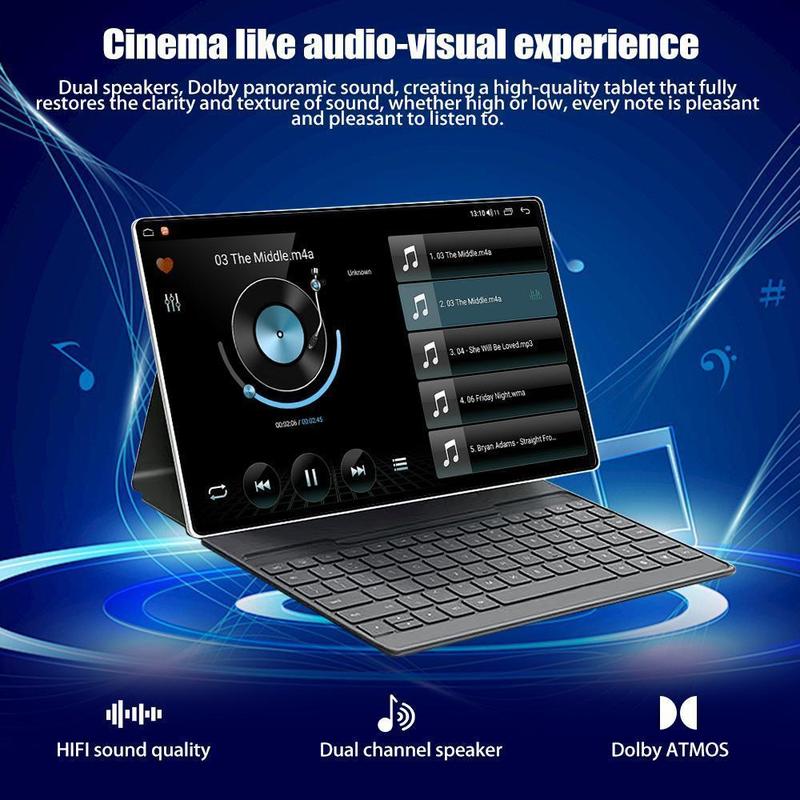 10,1 Zoll Android Tablet mit Tastatur & Schutzhülle-8+256 - Leistungsstarkes Komplettset mit 13MP Kamera - Inkl. Stylus & 5000mAh Akku