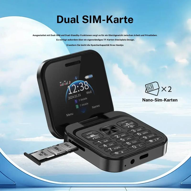FUFFi Klappbares Mini Handy mit 2,4 Zoll Display, 2G Netzwerk,Dual SIM, FM Radio