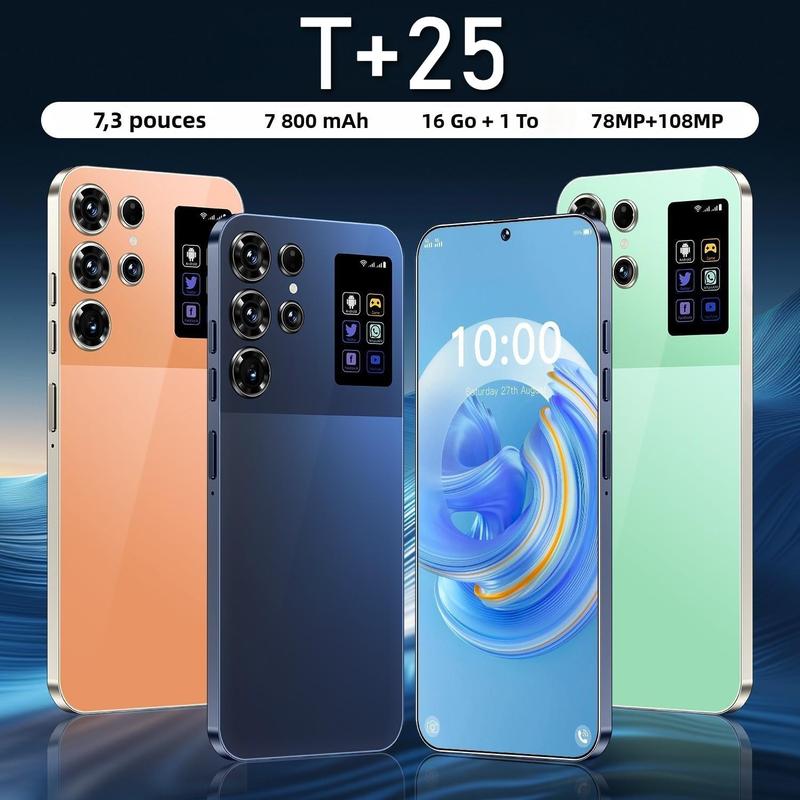 Smartphone T+25 512GB Titan Frame 108MP Auto Focus Cam 7 3 Incell Screen 7800mAh 5G Dual SIM 3 Colors With Case