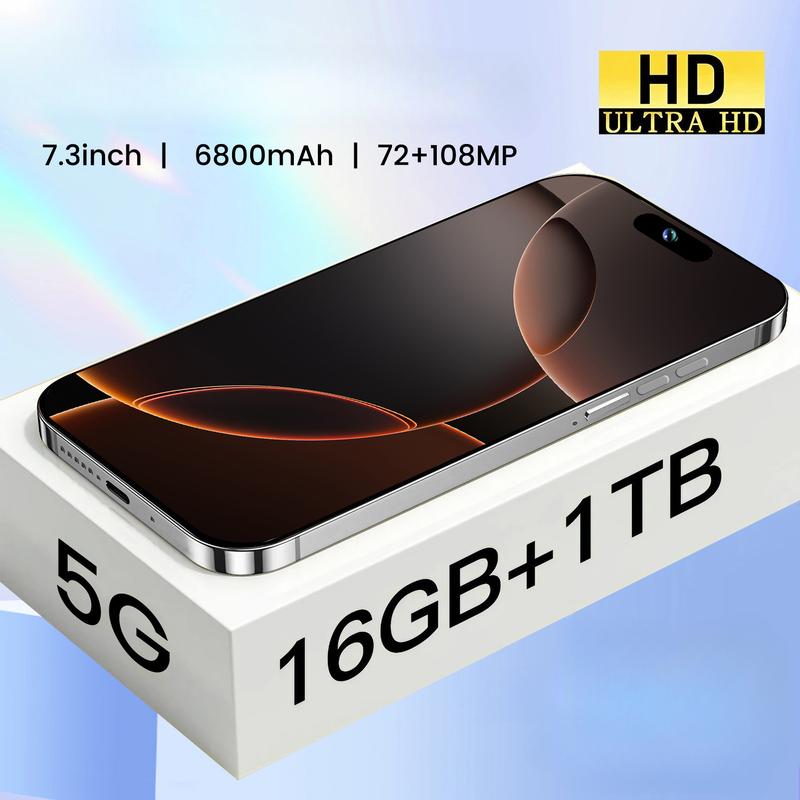 Android 16 Pro Max Smartphone 6.8 Inch Screen 16G+1T Gaming Tested Essential Photography