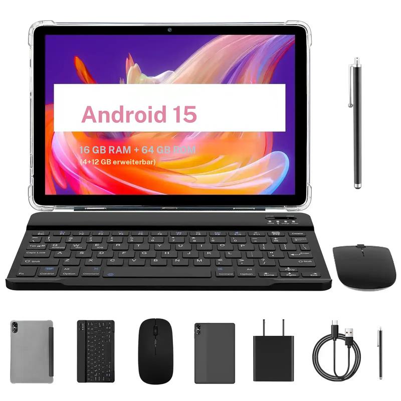 PRITOM 15 - 10,1-Zoll-Android-Tablet, 16 GB RAM, 64 GB ROM, mit Tastaturgehäuse und Stift