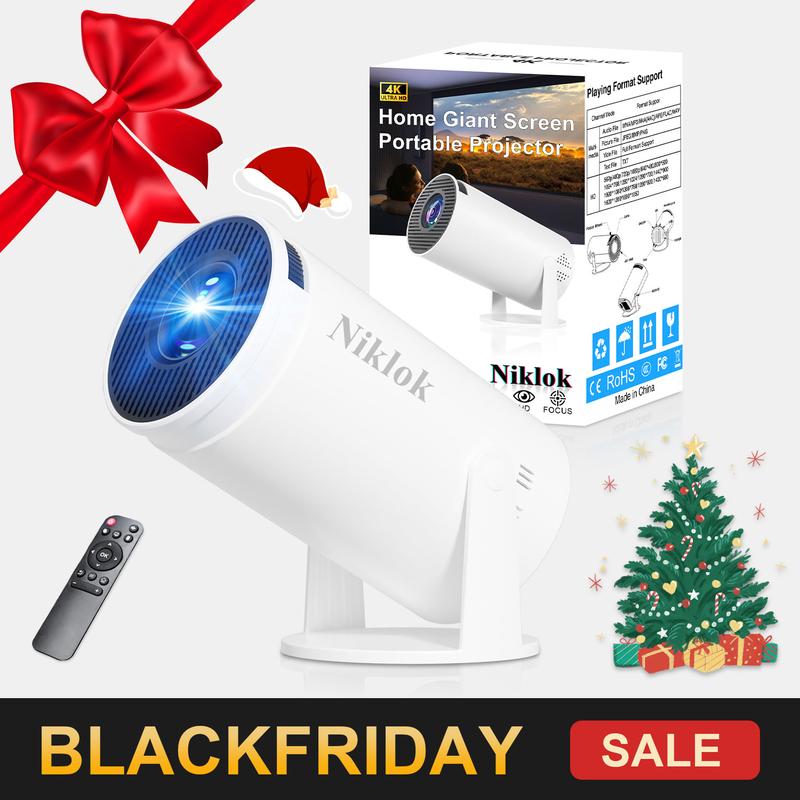 [European Warehouse] NIKLOK Mini Portable Projector 4K/290 ANSI, with WiFi 6, BT5.0