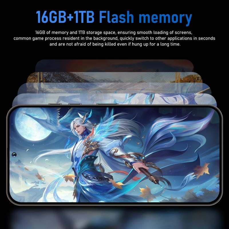 Android 16 Pro Max Smartphone 6.8 Inch Screen 16G+1T Gaming Tested Essential Photography