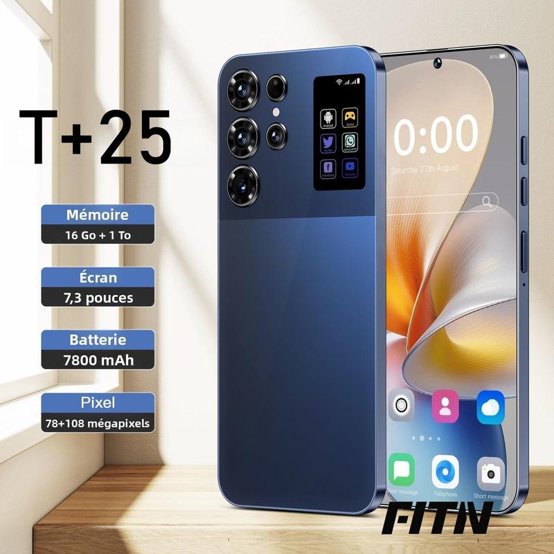 Smartphone T+25 512GB Titan Frame 108MP Auto Focus Cam 7 3 Incell Screen 7800mAh 5G Dual SIM 3 Colors With Case