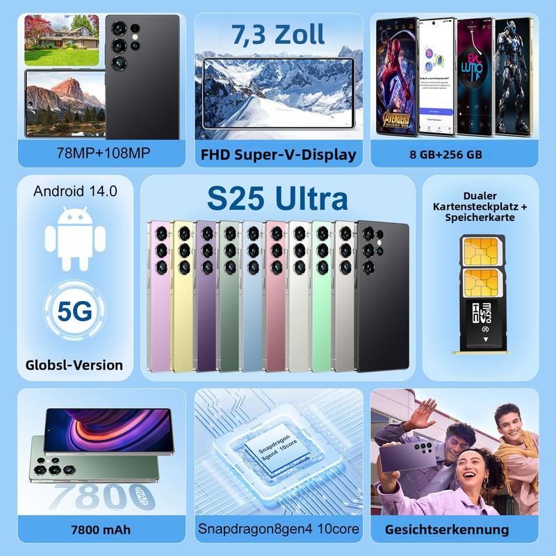 25 Ultra Smartphone 16GB 1TB 7.3 Inch 5G Unlocked Android 13 DecaCore 2K 108MP