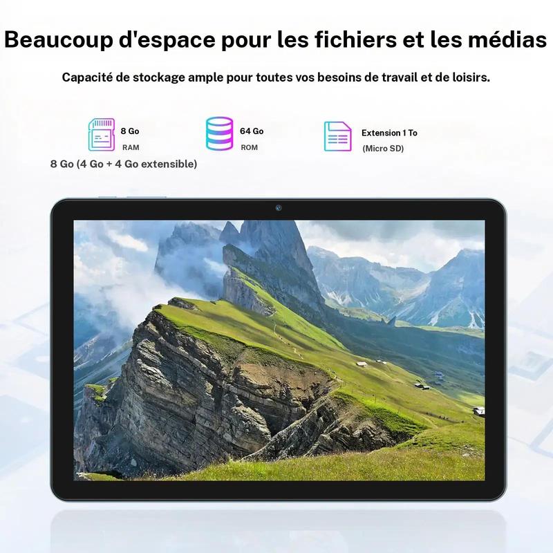 Ensemble de tablette Android 10,1 pouces, processeur 8 cœurs, tablette 4G avec mémoire de fonctionnement de