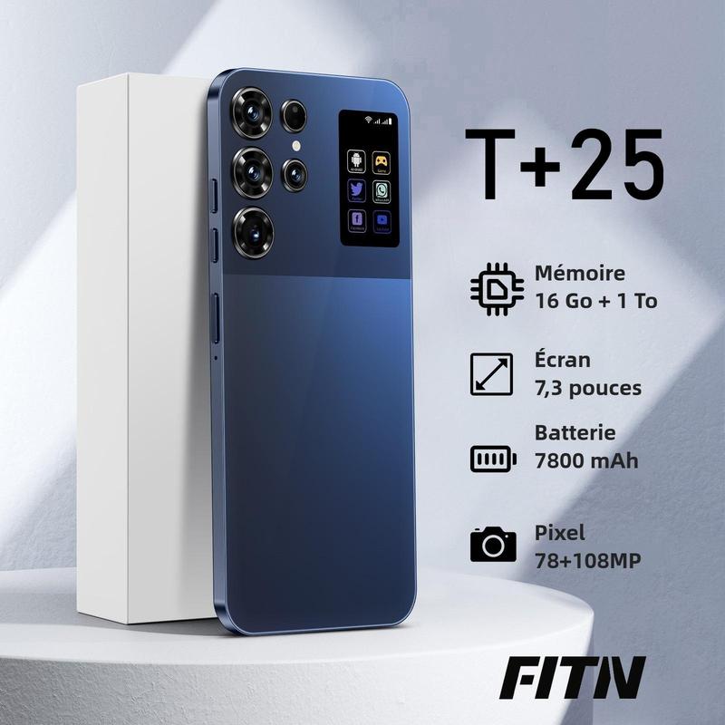 Smartphone T+25 512GB Titan Frame 108MP Auto Focus Cam 7 3 Incell Screen 7800mAh 5G Dual SIM 3 Colors With Case