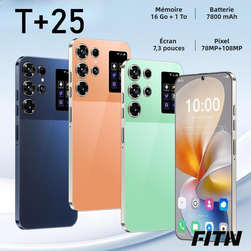 Smartphone T+25 512GB Titan Frame 108MP Auto Focus Cam 7 3 Incell Screen 7800mAh 5G Dual SIM 3 Colors With Case
